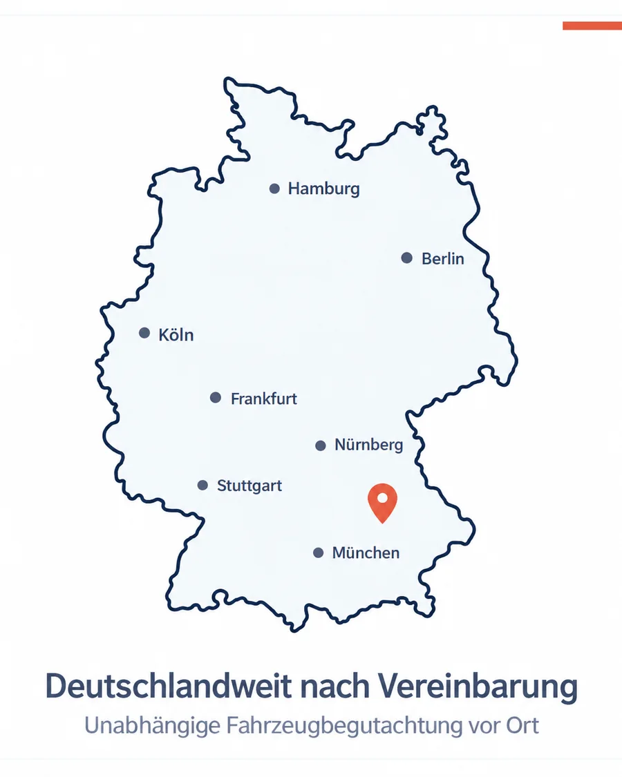 Stilisierte Deutschlandkarte mit Landshut als hervorgehobenem Ausgangspunkt für den mobilen Vor-Ort-Service